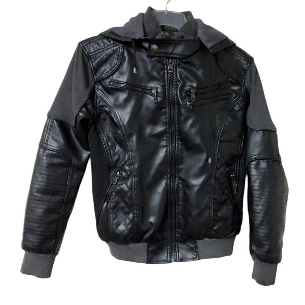 ROBERT PHILLIPE Black Leather Moto Jacket SMALL Unisex